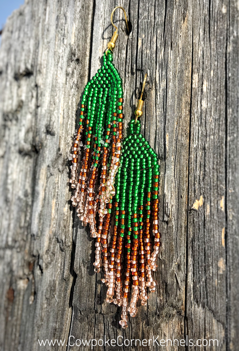 Seed-bead-earrings,-evergreen-forest 5696